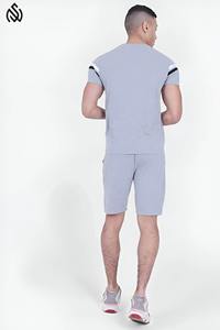 Conjunto de Camiseta y Pantalones Cortos Deportivos de Algodón Liso con Logotipo Personalizado para Hombre, Talla Grande, Verano - Product Image 5