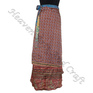 ผ้าโสร่งส่าหรีวินเทจแบบกลับด้านได้กระโปรงพันรอบสไตล์โบฮีเมียนหลากสีสไตล์ฤดูร้อนสวมใส่สบายแฟชั่นโบฮีเมียนฮิปปี้ไซส์ฟรีไซส์ - Product Image 3