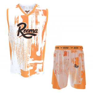 Maillots et shorts de basketball unisexes personnalisables REEMA, impression sérigraphique, respirants, grandes tailles, ensembles d'uniformes de basketball 100% - Product Image 5