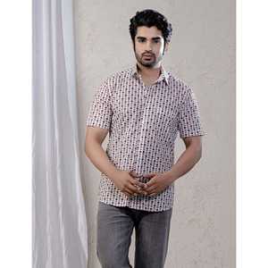 Chemise décontractée pour homme en coton imprimé à manches courtes, tissu popeline respirant, taille XL, offre ODM - Product Image 3