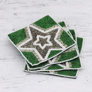 Royal Look Handmade Glass <b>Beaded</b> Table <b>coaster</b> Hotel Restaurant Table Decorative <b>Beaded</b> <b>Coaster</b> and Gifted Use Item - Product Image 4