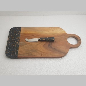 Planche à découper en bois naturel et résine, planche à servir le fromage, passe au lave-vaisselle, durable, facile à nettoyer, meilleure qualité, cuisine, 2 cm d'épaisseur - Product Image 6