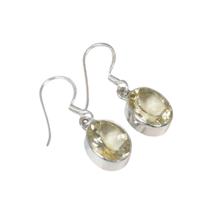 925 Sterling Silver Handmade Fine Dangle <b>Earrings</b> Oval Shape Natural <b>Citrine</b> Faceted Gemstone Gold Wedding February Birthstone - Product Image 1