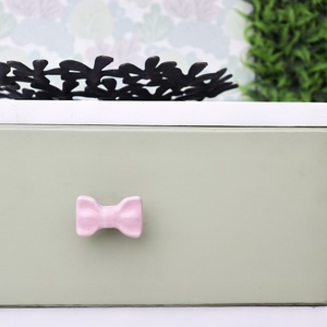 Bulk Handmade Ceramic Shabby Chic Knobs <b>Pink</b> Kids Room Pulls <b>Bow</b> Drawer Pull Handle Single Hole CK-173 New Design - Product Image 4