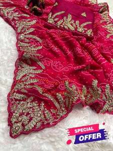 Mahaveer Silks Premium Soft Georgette Banderi Saree Réversible Casual Indian & Pakistanais Vêtements Fournisseurs en Inde - Product Image 4