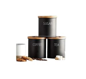 Ensemble de pots de stockage de nourriture en métal de conception antique qualité hermétique Style Vintage couvercle accessoire bidons de stockage pour la cuisine - Product Image 1