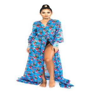 Pareo de Playa Estampado para Mujer con Acabado Elegante, Ropa de Playa con Estampados Contemporáneos y Mangas de Campana - Product Image 4