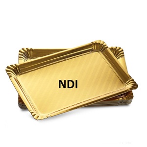 Plateau de service rectangulaire pour sucreries ou collations Vaisselle Plateau décoratif Style classique Plateau de service en métal doré massif - Product Image 1
