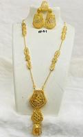 Parure de bijoux en cuivre plaqué or 24 carats, style vintage Dubaï, avec broche fleur, boucles d'oreilles et collier, idéale pour un anniversaire, cadeau tendance