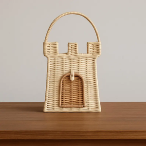 Panier château en rotin tressé, sac à main mignon en paille pour les jouets des enfants - Product Image 1