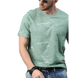 Camiseta de verano con estampado de moda, camiseta informal holgada con cuello redondo para niño, camiseta de mezcla de algodón de manga corta para hombre - Product Image 1