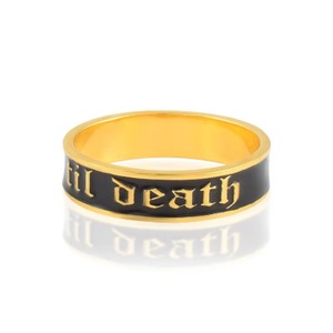 Bague fine en argent sterling jaune et noir « Til Death » - Vente chaude, tendance, empilable, cadeau d'anniversaire, bague de promesse - Product Image 1