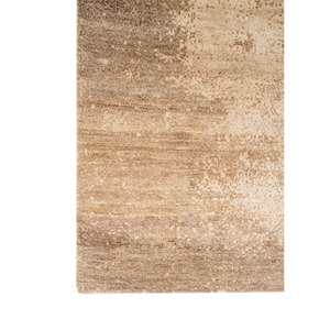 Tapis en viscose et soie de bambou noué à la main Entropy Ivory, grand format rectangulaire AKPS-13008 pour la maison ou le couloir, couleur unie, fait main - Product Image 4