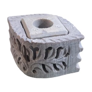 Brûleur d'encens et porte-bâton de sculpture en stéatite de produit incurvé naturel de meilleure qualité avec article de cadeau religieux en forme de tour - Product Image 4