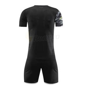<b>Black</b> Solid Color Sublimation Soccer Uniform Set Good Quality Custom Team Name Soccer Uniform - Product Image 2