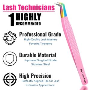 Kit de pince à épiler professionnelle pour extensions de cils en acier inoxydable or rose fabriqué au Pakistan - Product Image 4
