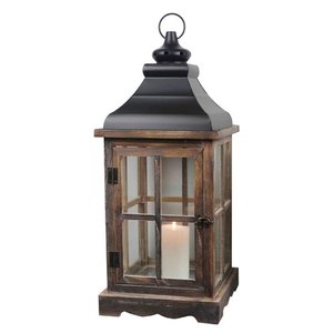 Wooden Lantern With <b>Glass</b> and Rope Hanger European <b>Glass</b> <b>Candle</b> <b>Holders</b> Lantern Outdoor <b>Candle</b> <b>Holder</b> - Product Image 4