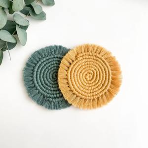 Dessous de verre multicolores Boho les plus vendus Tapis faits à la main en coton pour boissons pour table de bureau Décoration de cuisine ou de bureau - Product Image 3