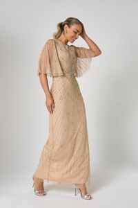 Exquisito vestido de noche de manga larga de lujo elegante tul con encaje y diamantes de imitación con cuentas decoración de la boda - Product Image 3