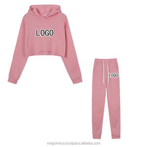 Logo de marque personnalisée et marque de distributeur Sweats à capuche pour femmes Ensemble de survêtement Sweat-shirt uni et pantalon de survêtement Pantalon de survêtement - Product Image 3