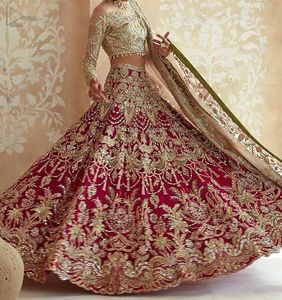 NEWLY DESIGNER BRIDAL INDIAN/PAKISTANI <b>TOP</b> WITH LEHENGA DRESS Embellished DABKA, STONE GLASS BEADS Work for Wedding 2022 - Product Image 1