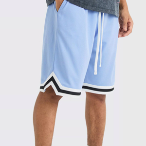 Pantalones cortos de malla de baloncesto personalizables para hombre bordado clásico impreso en blanco brillante pantalones cortos sublimados patrón bolsillos de bajo precio - Product Image 1