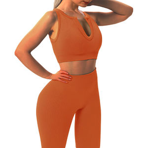 2023 conjunto de Yoga Reversible de talla grande para mujer, ropa deportiva ligera de alta calidad para gimnasio, Impresión de logotipo personalizado, el mejor diseño naranja - Product Image 4