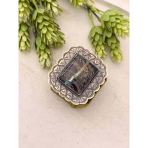 John Skeets Handmade <b>Statement</b> <b>Ring</b> Black Jack Turquoise & Sterling <b>Silver</b> Bezel Set Size 6.25 Everyday Wear - Product Image 3