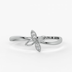 Luxury Minimalist Floral Design Silver Fine <b>Ring</b> Petal-Bloom Diamond Promise Anniversary Gift for Women Daily Wear Jewelry - Product Image 2