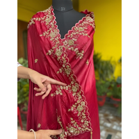 Saris en rayonne brodés Zardozi faits à la main, robes ethniques traditionnelles, séchage rapide, coupe ample, toutes saisons, pour un confort optimal