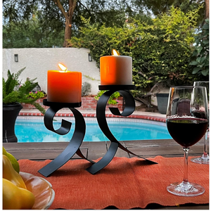 Soporte de vela de centro de mesa de Metal negro para velas de dos pilares Portavelas de hierro de granja rústica para decoración del hogar - Product Image 5