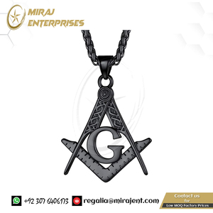 Collier maçonnique pour hommes franc-maçon boussole symbole acier inoxydable ou plaqué or 18 carats gratuit et accepté maçons pendentif bijoux w - Product Image 2