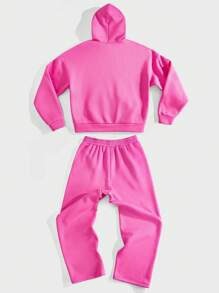 Chándales con capucha y cremallera para hombre, conjunto de dos piezas con logotipo personalizado, chándal de algodón 100% para hombre, conjunto de sudaderas con capucha y pantalones de chándal - Product Image 5