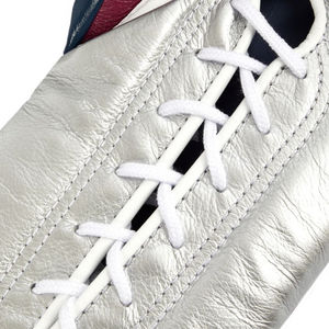 Custom Name Genuine Leather Winning Boxing MS Training <b>Gloves</b> - <b>Silver</b> Purple Navy Lace - Product Image 6