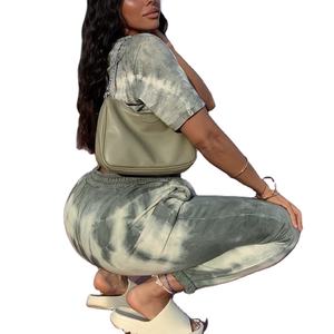 Jogger d'hiver pour femmes pantalons de survêtement décontracté en gros Gym travail course Tye Dye plat avant Style - Product Image 2