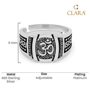 NOVAMART Fine Geometric Rhodium Plated 925 Sterling Silver Men's <b>Ring</b> with Zircon Stone Wholesale Export - Product Image 5