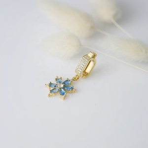 Charme pendentif en forme de poire en pierre d'aigue-marine à motif floral pour bracelet, vente en gros, bijoux en argent sterling 925 faits à la main - Product Image 4