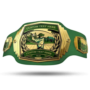 Cinturón de Campeonato de Golf Personalizado, Placa de Metal Chapada en Oro Verde, Material de PU Duradero, Unisex, para Artes Marciales, Antideslizante, Plegable, de Alta Calidad - Product Image 1