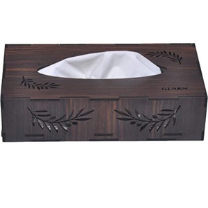 Caja de pañuelos de madera de estilo moderno con acabado natural y forma personalizada para decoración de centros de mesa. - Product Image 4