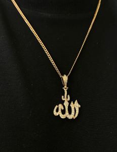 เครื่องประดับตัดผมชายแบบคลาสสิกจี้ใบมีดเย็นแบบคลาสสิกฮิปฮอป14K โรสโกลด์เพชรอัลลาห์จี้แฟชั่น - Product Image 4