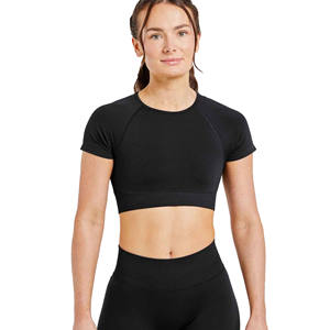 Haut de sport pour femme, été, coton écologique, respirant, manches courtes, devant ouvert, entraînement, uni, coupe sans couture, yoga - Product Image 3