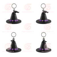 Llavero de PVC Personalizado de Halloween |   Llavero de goma con diseño de sombrero de bruja y calabaza 3D, multifunción, ecológico, sin níquel, regalos