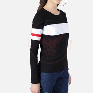 Women Casual 100% Cotton Eco-Friendly Heavy Duty Long Sleeves T-Shirts OEM Service - Product Image 4