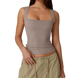 Camiseta sin mangas para mujer, versátil, de algodón, transpirable, tejida, para yoga, gimnasio, con textura acanalada. - Product Image 5