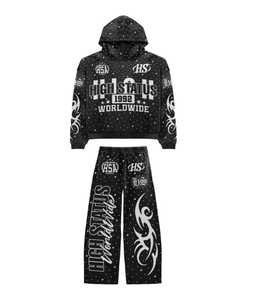 Oem Manufactures Fashion Rhinestone Track suit Solid Color Rhinestone Track suit Casual Wear Track suit Custom Logo Tracksuit - Product Image 4