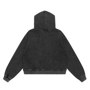Sudadera con capucha desgastada lavado ácido de gran tamaño poliéster personalizado/algodón polar peso pesado para hombres mujeres otoño ecológico - Product Image 4