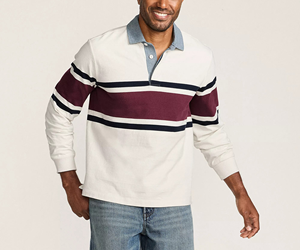 Polo de rugby personnalisé pour homme, rayé, à manches longues, style polo de sport, chemise de rugby pour homme - Product Image 1