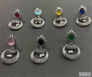 Precio de fábrica, pendientes de gancho de piedra Natural semipreciosa hechos a mano de alta calidad, acabado de plata antigua, Plata alemana, moda OM - Product Image 1