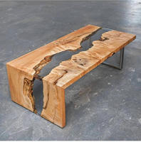 Table basse en bois de résine époxy au design unique pour salon et meubles de salle à manger à vendre