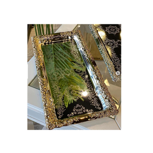 Plateau de service en acier inoxydable de forme ovale Plateau de service à thé et à café au design antique pour les meilleures ventes - Product Image 6